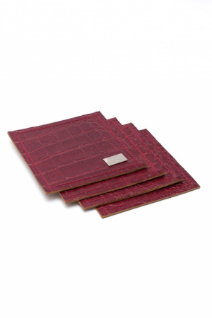 ПОДСТАВКИ ПОД ТАРЕЛКИ НА 4-РЕ ПЕРСОНЫ  (PELLE CROCODILE S.LUX 965 RUBY (РУБИН))